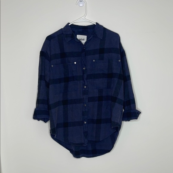 Aerie Blue Casual Button Down Shirt Relaxed Fit - Picture 4 of 6